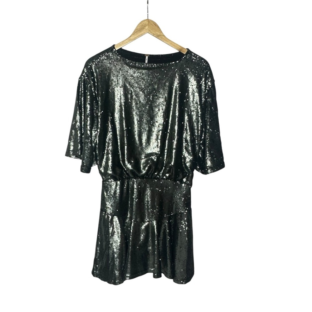 NWOT Free People Munuka Gun Metal Gray Sequin Mini Dress S - Picture 4 of 14